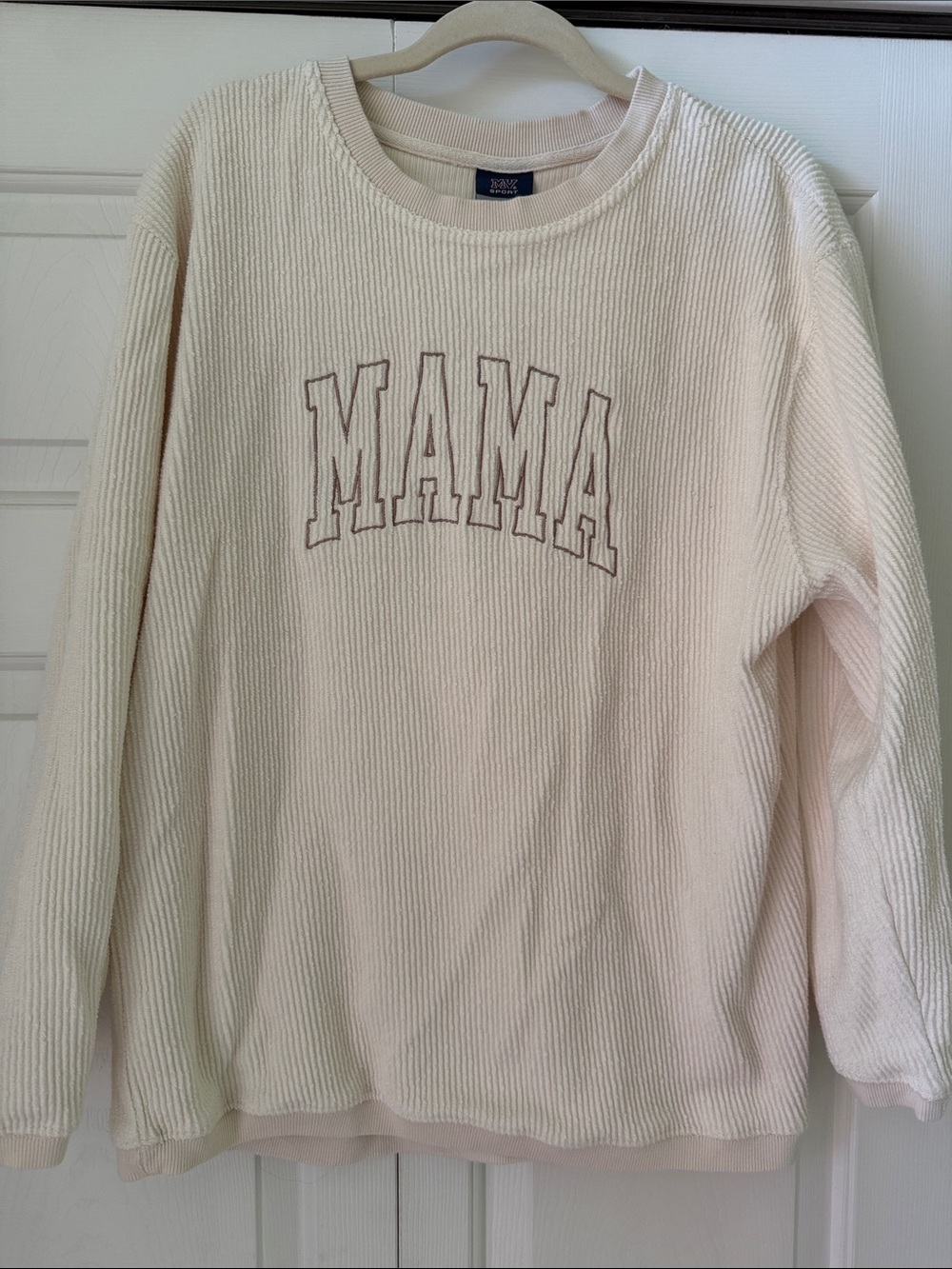 MV Sport Cream Ribbed 'MAMA' Crewneck Sweater